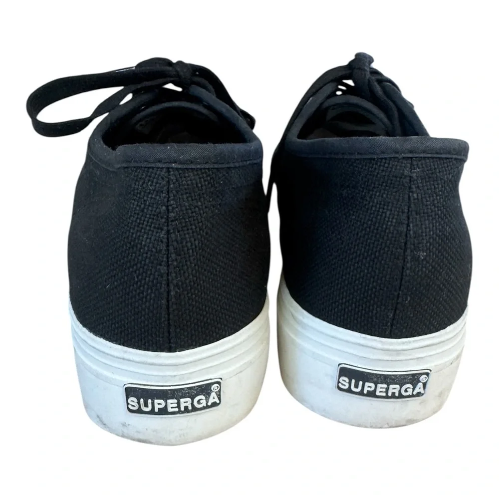 Superga 2790 Platform Canvas Sneakers Black White Men’s 8 Women’s 9.5 Casual
